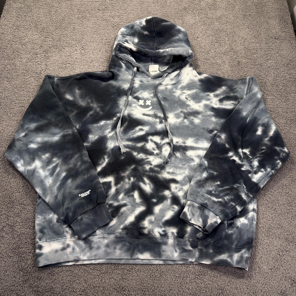 Barstool Sports Hoodie Mens 2XL Black Gray Tie Dye Sleep When You're Dead‎
